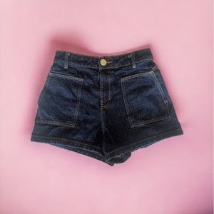 Zara 90s Dark  Wash High Waisted Denim Shorts